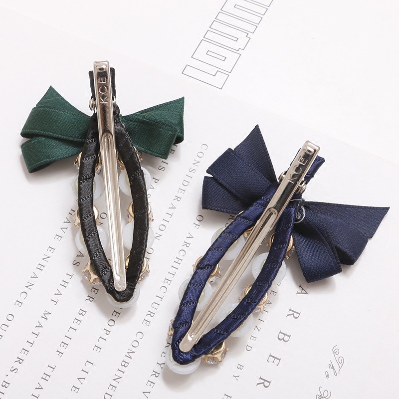 Korean Hair Accessories Japanese and Korean Bow Rhinestone Pearl Barrettes Bang Hairpin Side Clip Duckbill Clip Hair Accessories Wholesale