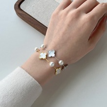 日韩夏季S925纯银手链女珍珠母贝设计时尚高级感百搭女手链现货批