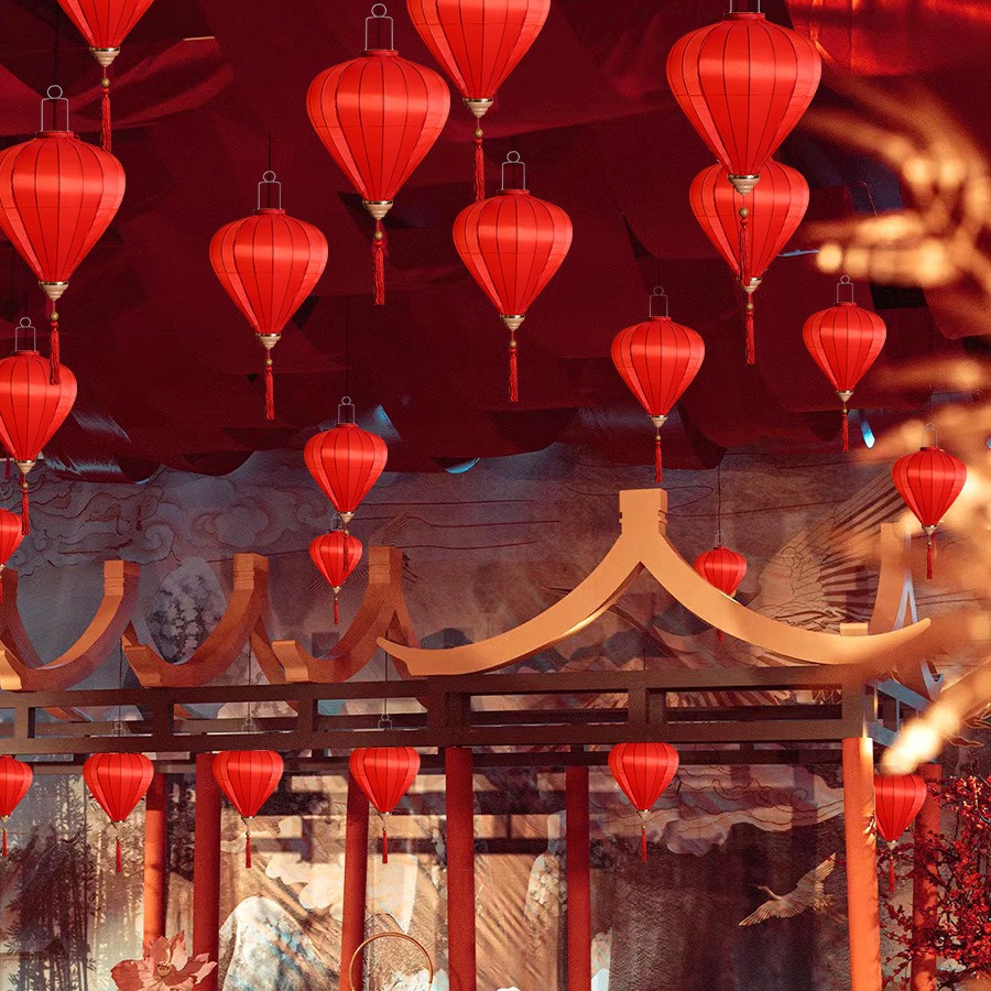 网红吊顶户外装饰提花灯笼街道小镇装饰仿古中国风砖石形灯笼