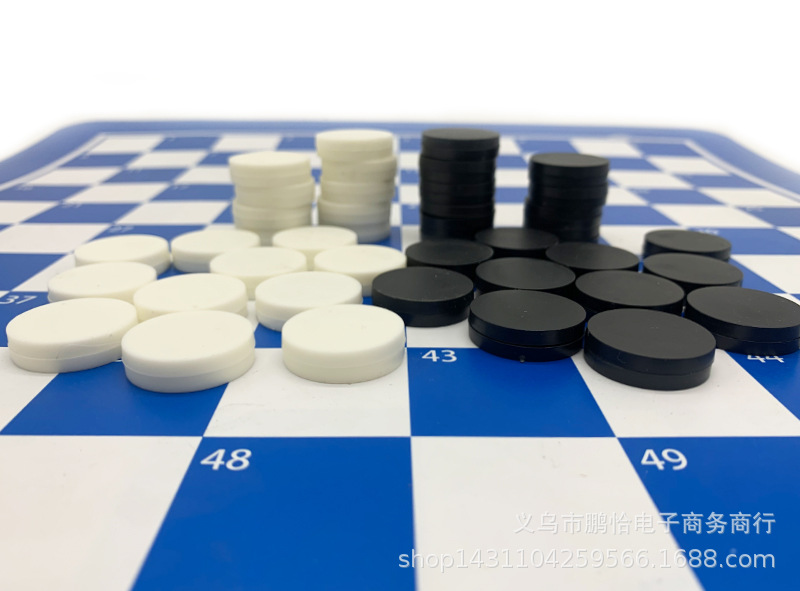 现货批发100格国际跳棋套装 pvc塑料硬棋盘 黑白棋子西洋棋跳棋