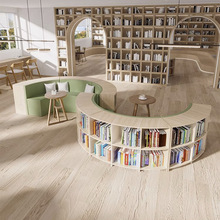 学校图书馆Ss形书架沙发组合款创意异形弧形艺术阅读书架储物休息
