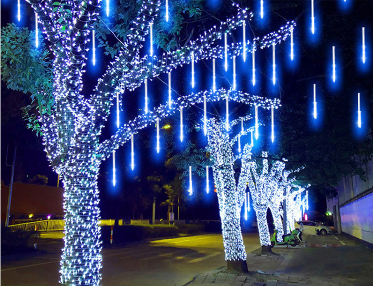 跨境七彩流星雨灯 led流星灯彩灯闪灯户外亮化工程挂树灯装饰灯