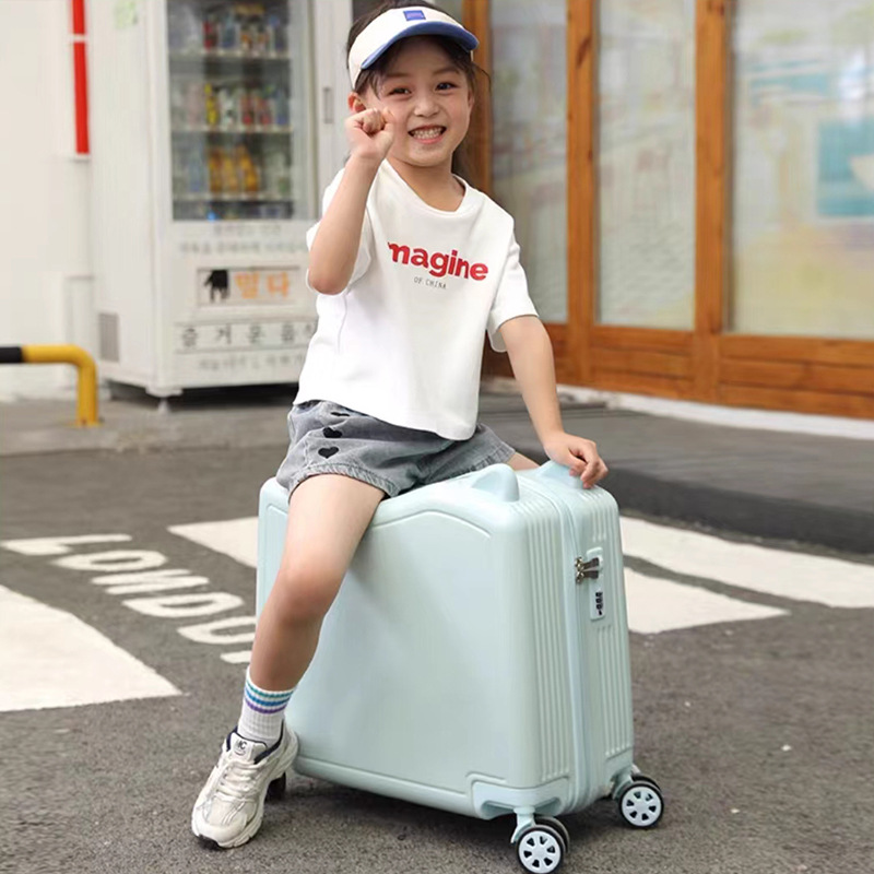 Children's Luggage Girl 12-Year-Old Baby Boy Can Mount Traveling Trolley Case Small 18-Inch Baby Walking Suitcase with Combination Lock