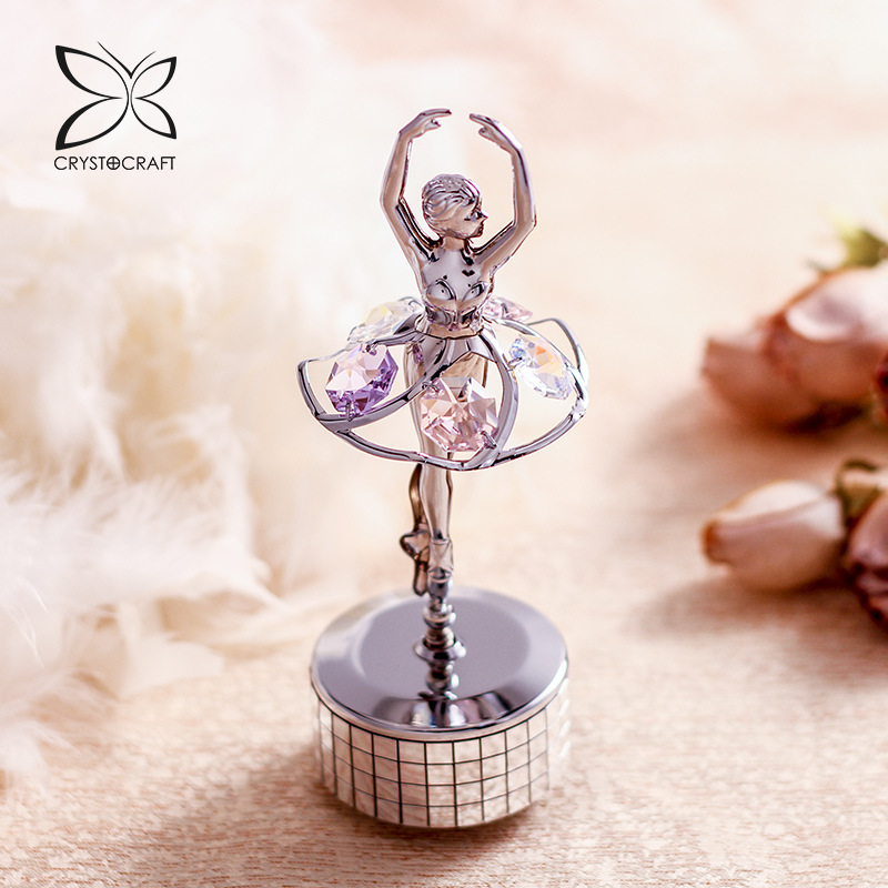 芭蕾跳舞女孩音乐盒水晶八音盒生日礼物送女朋友中秋节轻奢毕业