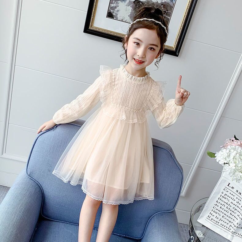 女童春秋连衣裙新款儿童蕾丝公主裙女孩韩版洋气女宝宝蓬蓬纱裙子