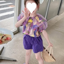 网红炸街女童套装夏季2024新款儿童女宝宝夏装洋气时髦开衫两件套