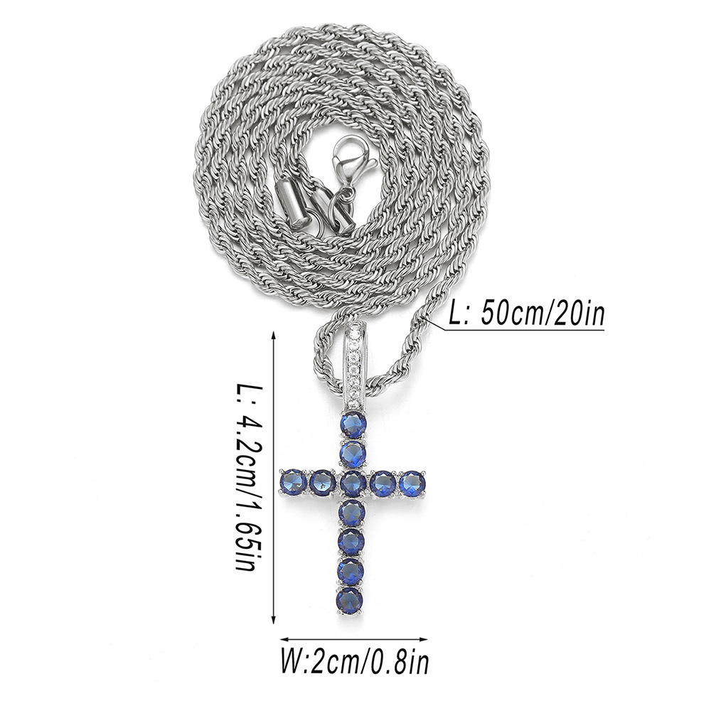 Horse Thinking Same Cross Necklace High Quality Multi-Specification Zircon Hip Hop Necklace Men and Women Same Style One Piece Dropshipping