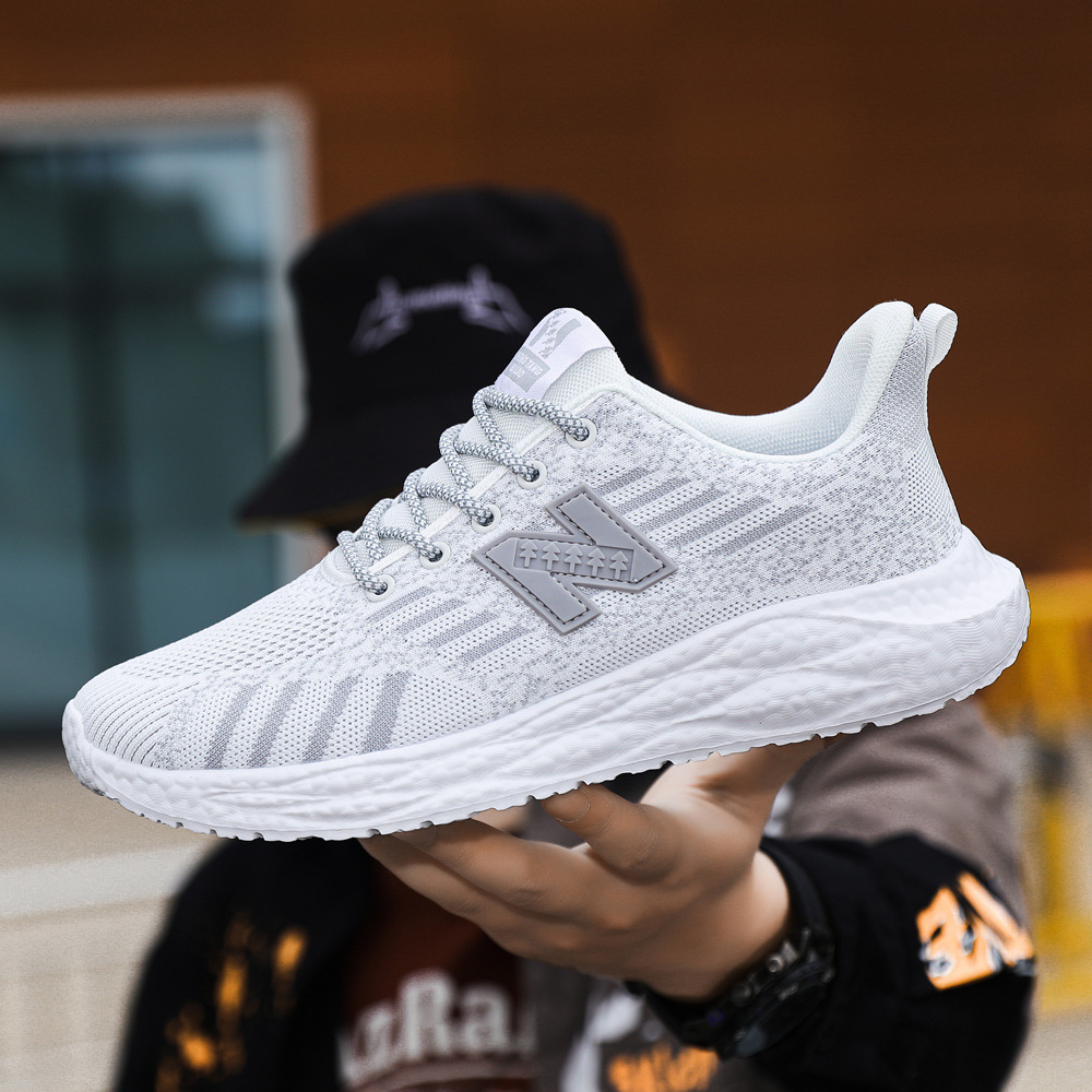 秋季新款潮流网面男鞋男女同款情侣鞋时尚冷粘软底超轻休闲运动鞋