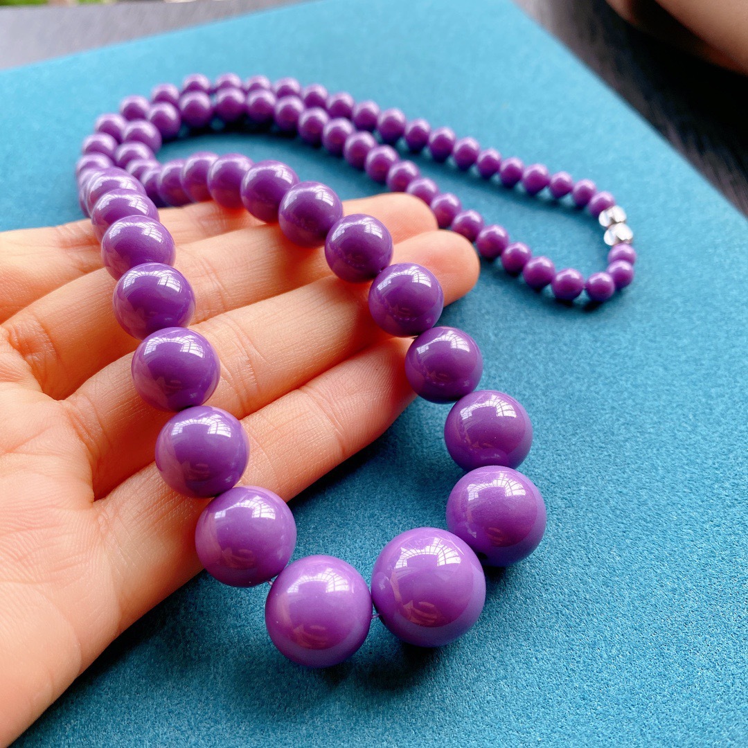 紫云母被称为美国国石商品描述颜色14mm紫云母塔链系列沁洛珠宝周长