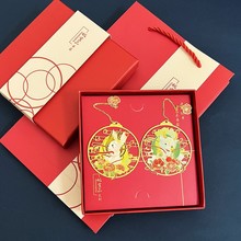 龙年书签金属中国风十二生肖鼠牛虎蛇马羊猴鸡狗猪龙文创纪念品黄