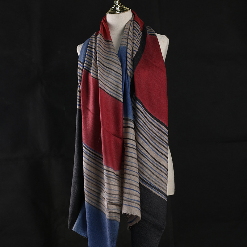 克什米尔羊绒围巾民族风山羊绒手工披肩长款戒指绒跨境网红多色批