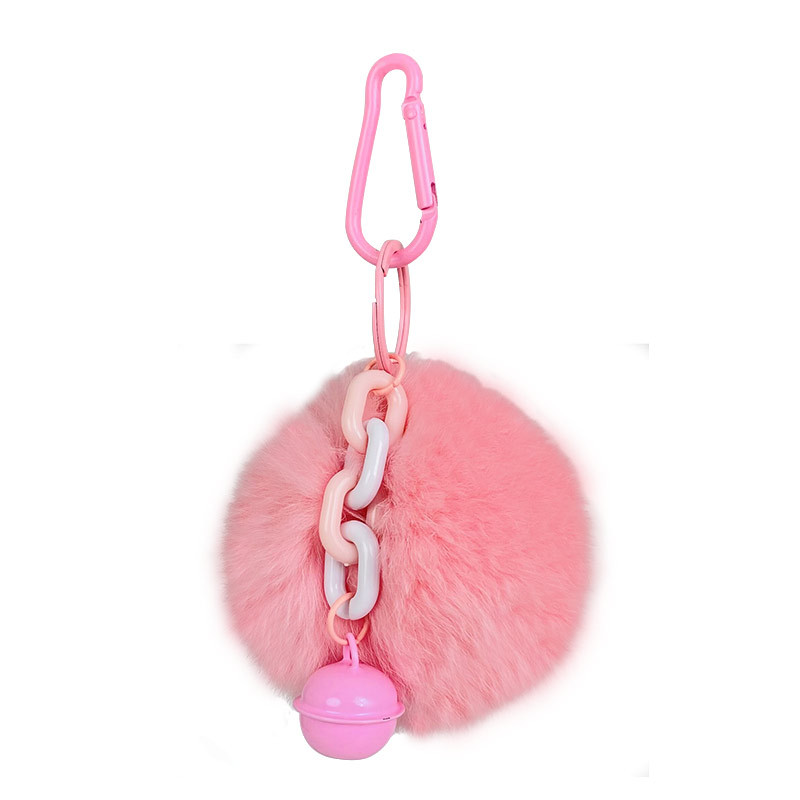 Creative Cartoon Fur Ball Keychain Personality Couple Bag Car Cute Bell Pendant Small Gift Factory Wholesale