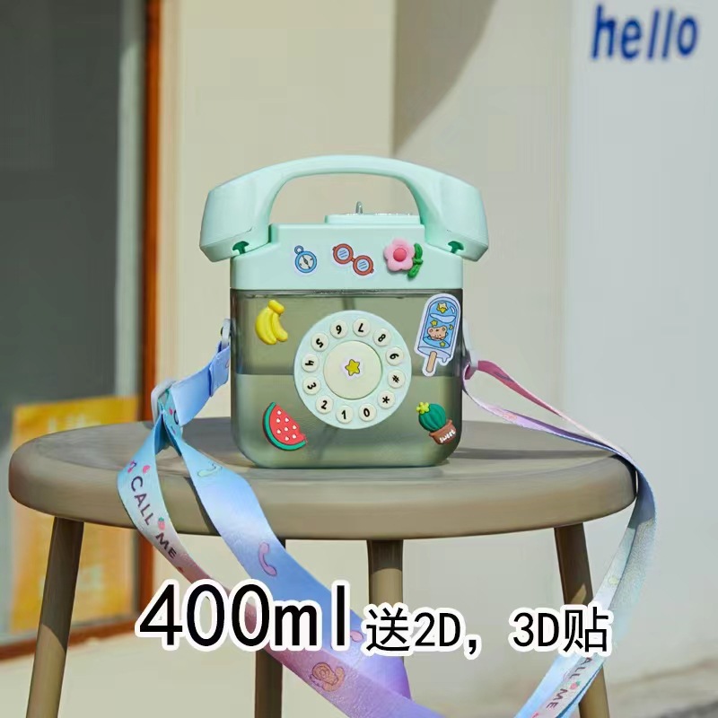 Creative Glass Phone Cup with Straw with 2d and 3d Stickers Strap Outdoor Shopping Amazon Cross-Border South America North America