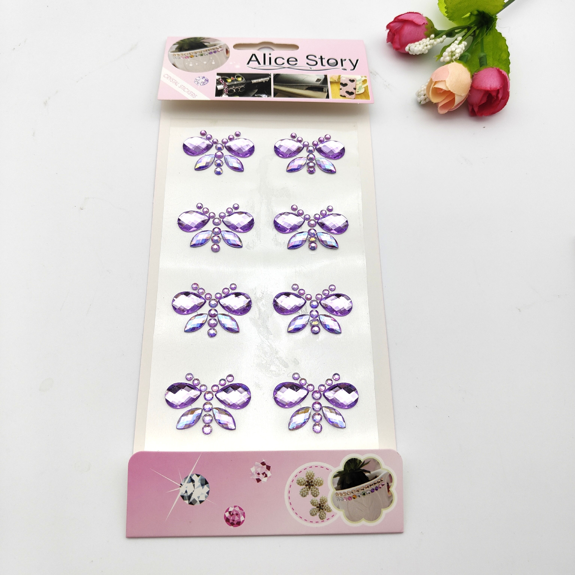 AB Colorful Crystals Sunny Butterfly Diamond Sticker Children's Colorful Gems Acrylic Crystal Stickers Toy Stickers Wholesale