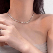 精致小米珠素圈碎银项链女韩式冷淡风气质锁骨链简约高级感项饰品