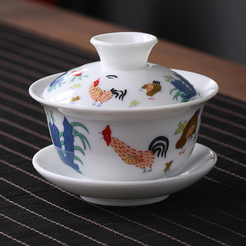 文玩货源复古大成明华鸡缸杯茶碗敬茶碗泡茶三才盖碗小泡茶碗茶具