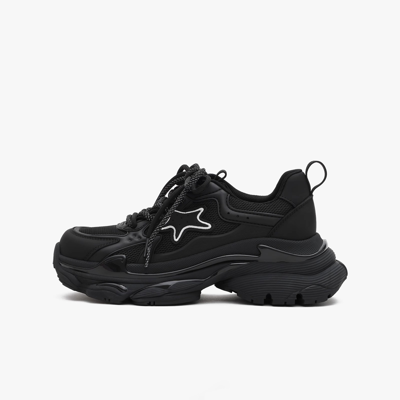 春季新款女鞋老爹鞋2024流行时尚黑白简约百搭运动休闲通勤厚底鞋