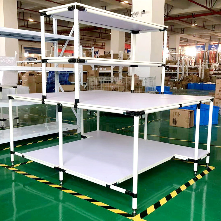 电商单双人打包台 仓库工作桌快递产品包装桌子复核台 线棒精益管