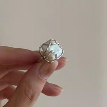 法式藤蔓缠绕珍珠戒指女气质优雅时尚S925银开口指环个性食指戒潮