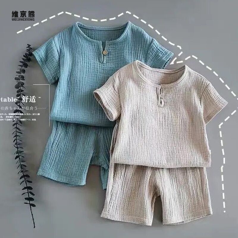 网红童装男童女宝宝短袖夏装套装新款儿童夏天上衣服