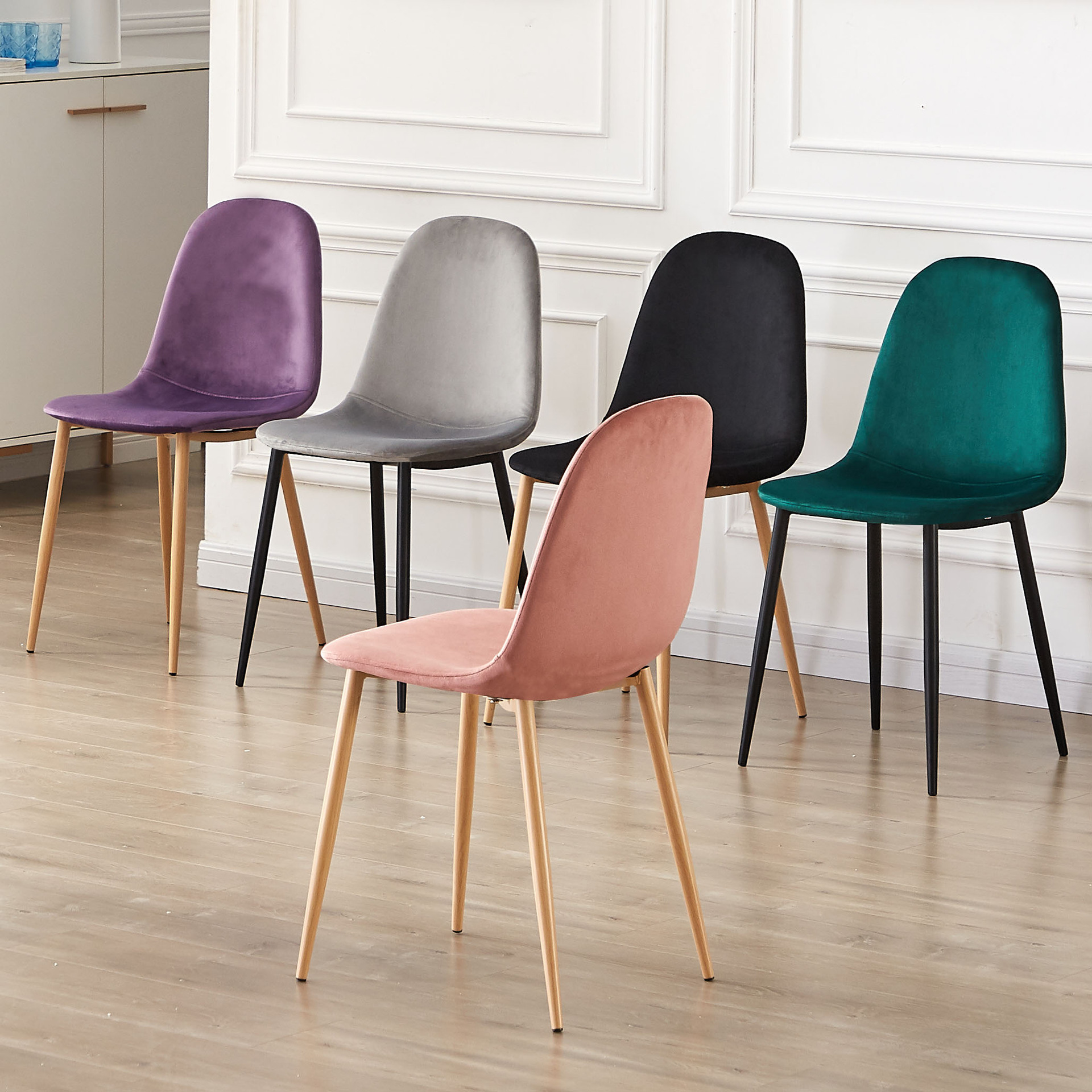 椅子家用舒适餐厅铁艺实木色轻奢勺椅现代简约洽谈化妆椅凳子餐椅