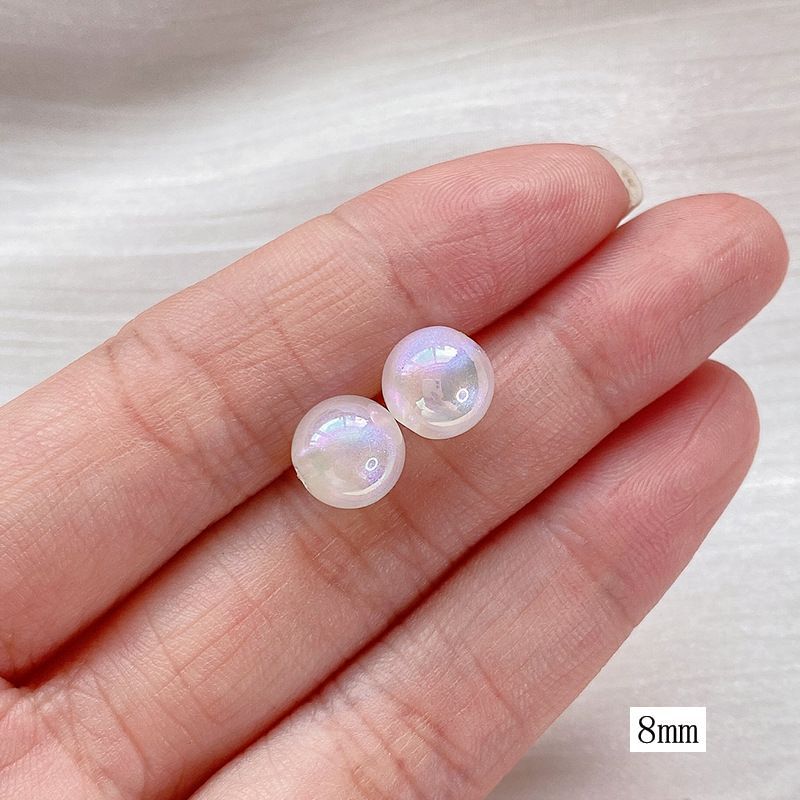 Mermaid Colorful Aurora Pearl through Hole Bubble round Beads DIY Beaded Bracelet Earrings Decorations Material Accessories