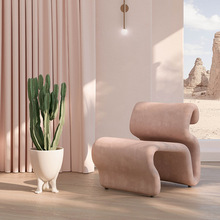 北欧现代创意异形布艺弯曲波浪休闲躺椅懒人沙发样板间客厅休闲椅