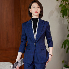 西装外套女格子2023新款气质女神范正装工装西服套装春秋OL工作服