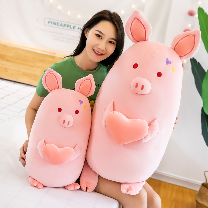 new heart-hugging pig doll cute doll plush toys children pink pig children sleep companion ragdoll gifts female