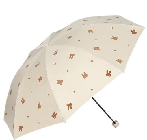new paradise umbrella 33820 uv-proof tri-fold vinyl umbrella sun umbrella rabbit cartoon pattern