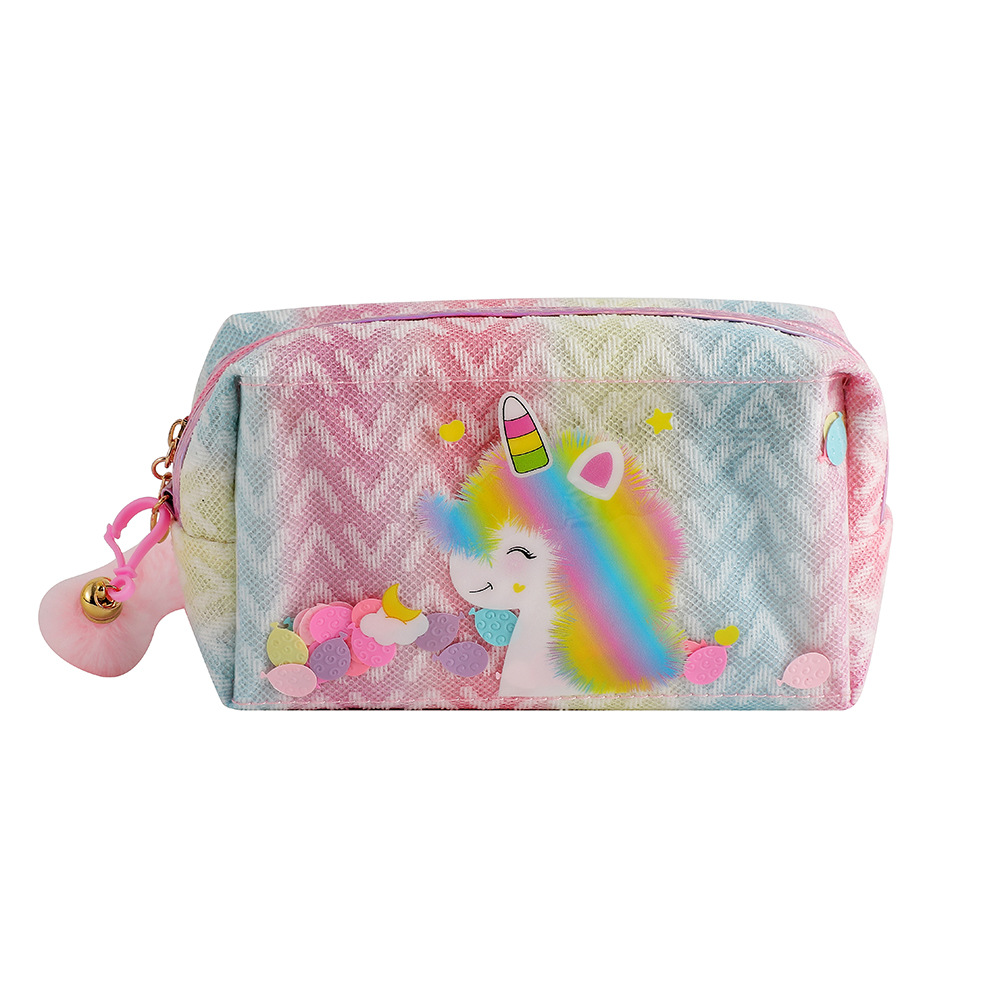 2024 New Unicorn Cartoon Sequins Pencil Case Student Hand Carrying Cosmetic Bag Children Large Capacity Stationery Buggy Bag