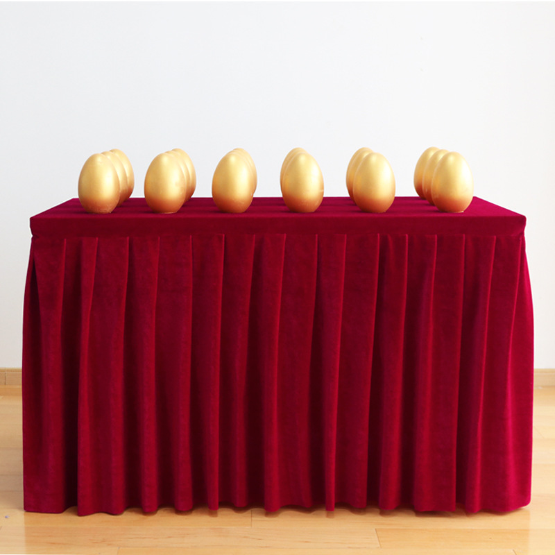 活动红桌布砸金蛋桌布红绒布金丝绒台布大红色桌布红布绒面布