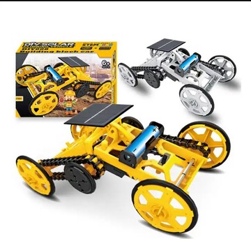 跨境玩具拼装diy太阳能车探月四驱玩具车儿童stem科教电动模型车