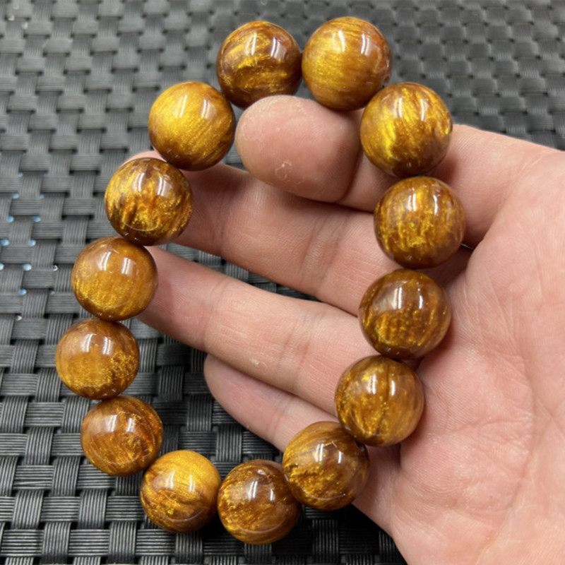 饰品手链人造金丝海柳手链金黄蜜蜡手链16*18*20*22*25毫米手串