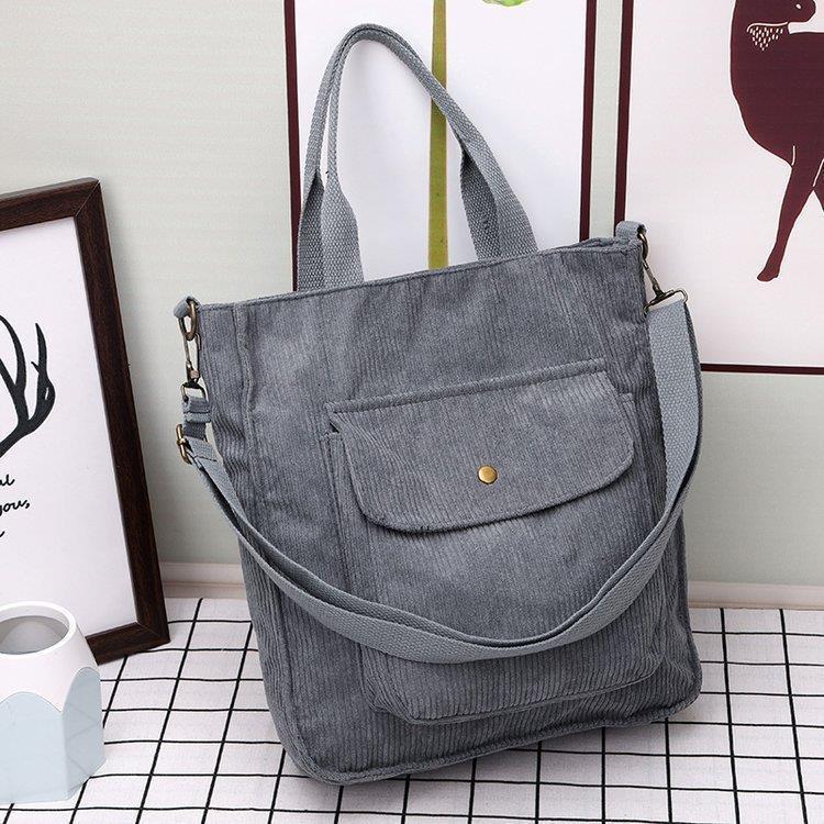 Corduroy Bag Women's Handbag Student Tuition Bag Simple Artisitc Large Capacity Retro Shoulder Corduroy Messenger Bag for Women