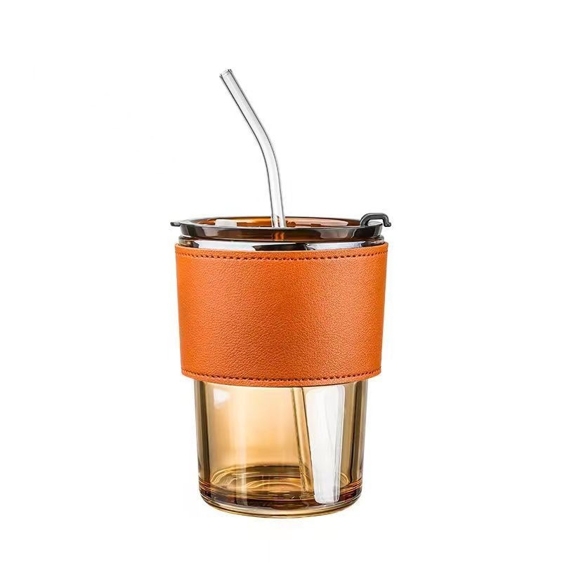 礼品杯广告促销赠水杯玻璃咖啡杯吸管杯隔热杯套印字水杯双饮口