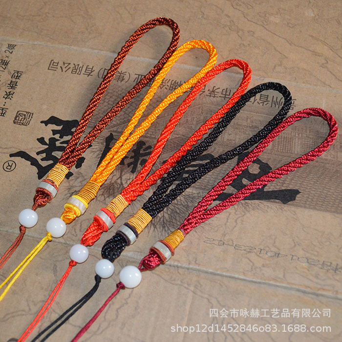 玻璃圆珠手把绳 香包挂绳车挂檀木手把件绳子饰品diy配件流苏绳子