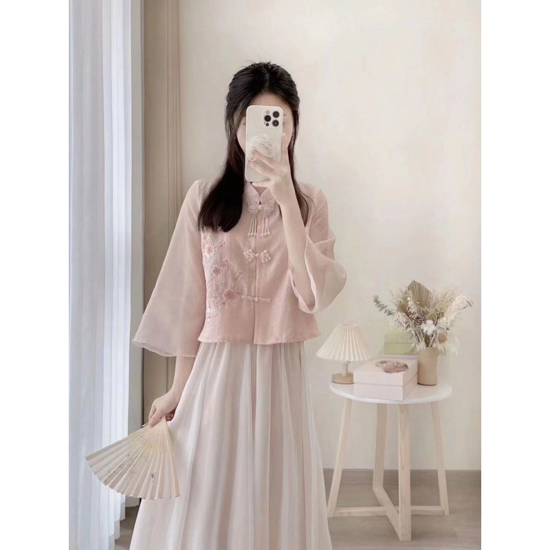 New Chinese Style National Style Dress Two-Piece Women's 2023 Summer New Antique Improved Daily Hanfu Dress