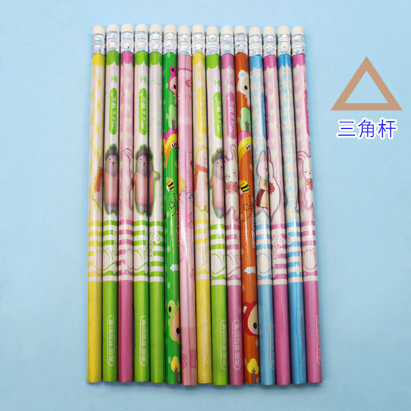 Pencil Wholesale Sketch Drawing Pens for Writing Letters Learning Stationery Pupil Prize Cartoon round Brush Pot Hb Pencil with Eraser