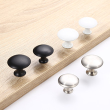 欧式蘑菇型瓷白黑色单孔拉手 衣橱柜圆形不锈钢现代简约抽屉把手