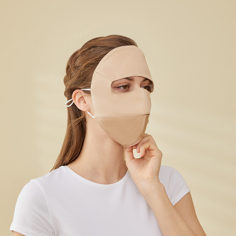 2023 Spring and Summer New Mulberry Silk Mask Full Face Breathable and UV-Resistant Sunscreen Silk Face Protection Face Mask Women