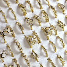 跨境热卖 韩版细圈珍珠女士合金戒指 金色 银色 玫瑰金可选