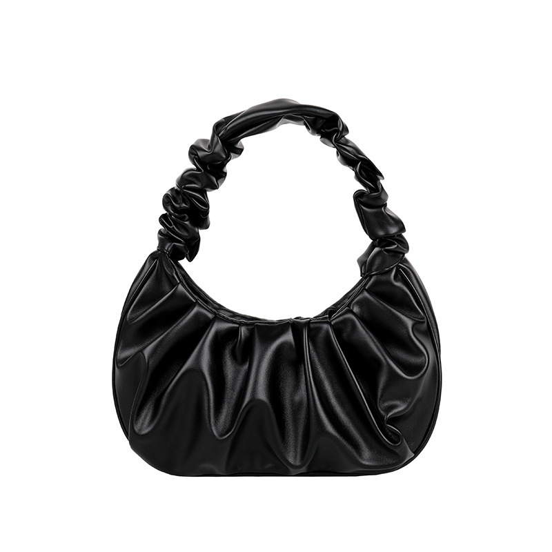 Solid Color Cloud Pleated Bag Women's Underarm Bag foreign trade female Handbag