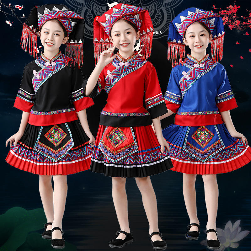 广西壮族服饰少数民族服装男女土家族瑶族苗族三月三舞蹈演出衣服