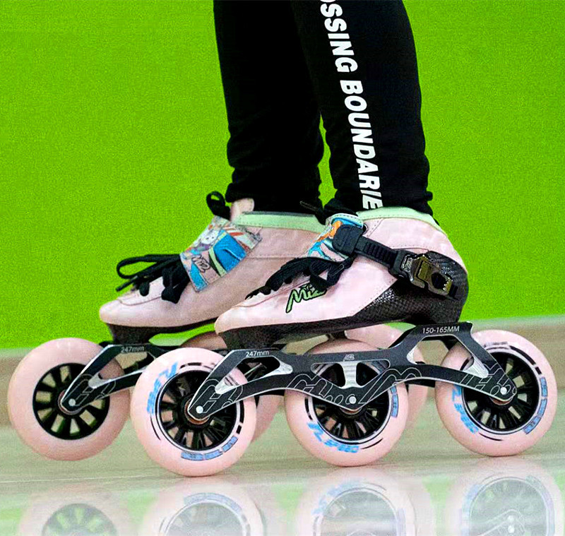 mi2迈速-米兔儿童速滑碳纤平花鞋轮滑溜冰鞋直排轮旱冰鞋轮滑鞋