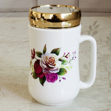 陶瓷杯镜面杯带盖带把马克杯水杯家用可爱礼盒装印字刻字Logo