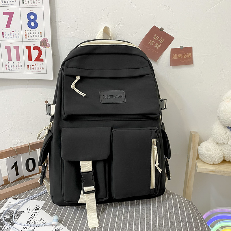 2021 New Trendy Korean Style Large Capacity Early High School Student Schoolbag Lightweight Simple Travel Bag Canvas Backpack