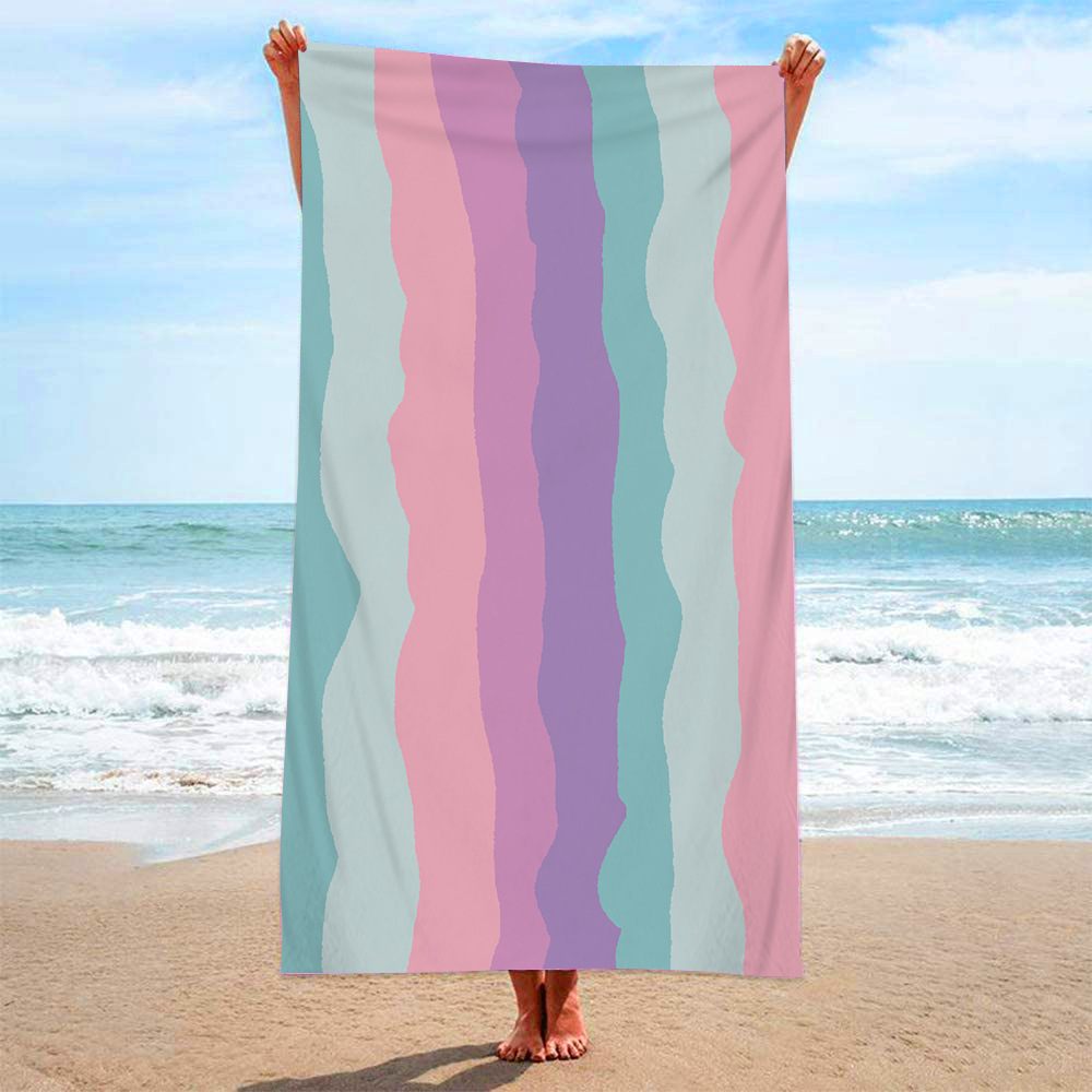 Fashion Rainbow Printing Microfiber Looped Fabric Beach Towel Bath Towel Seaside Blanket Shawl Wipes Wholesale
