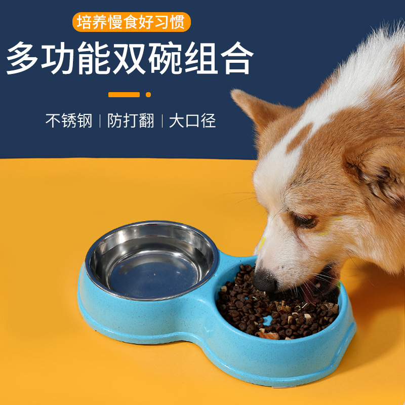 Pet Bowl Drinking Water Feeding Integrated Cat Drinking Bowl Dog Food Bowl Pet Slow Feeding Bowl Anti-Tumble Hot Sale Pet Supplies