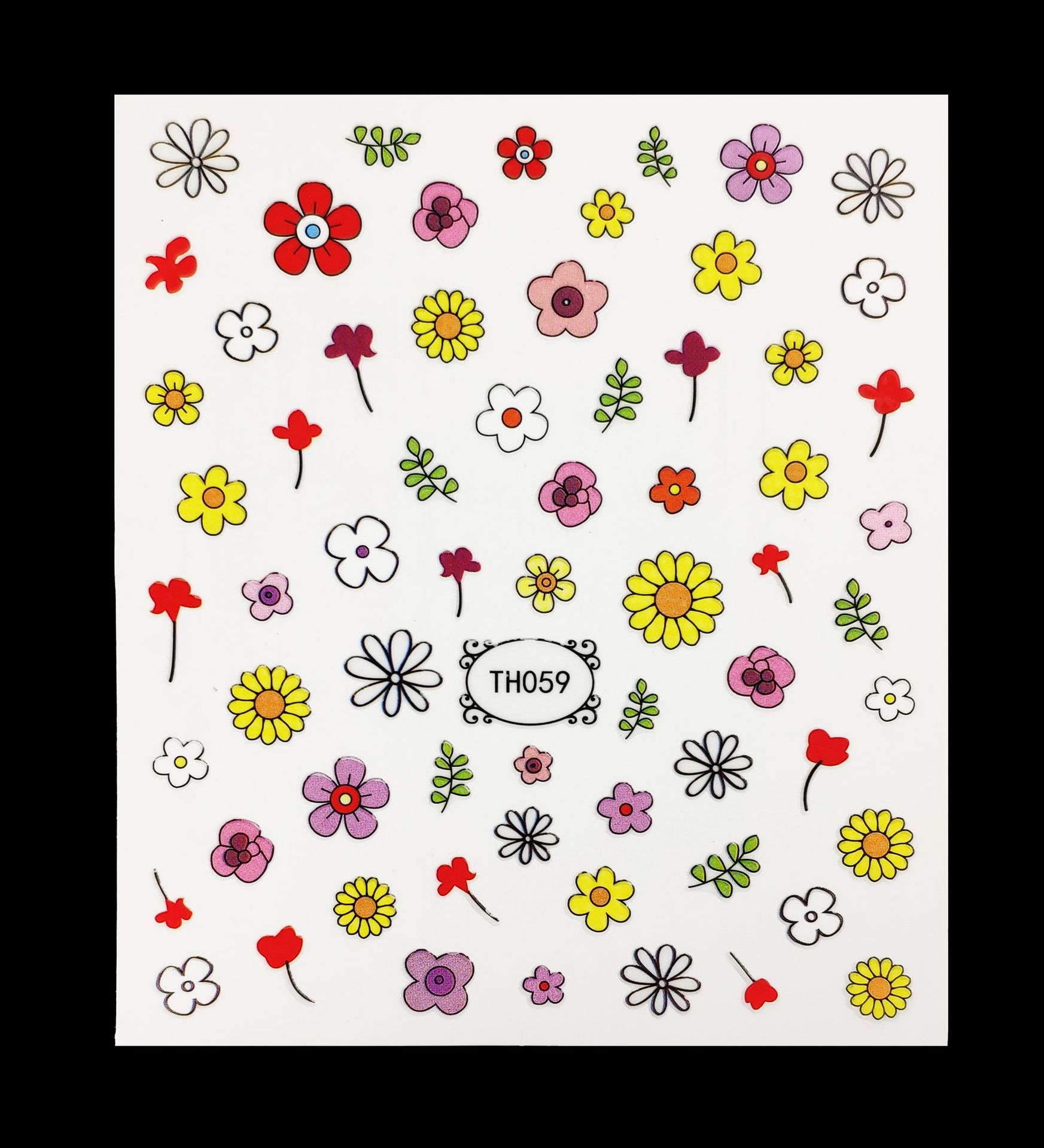 正祥卡通笑脸美甲饰品贴花春夏新款美甲贴纸花朵小雏菊指甲贴纸